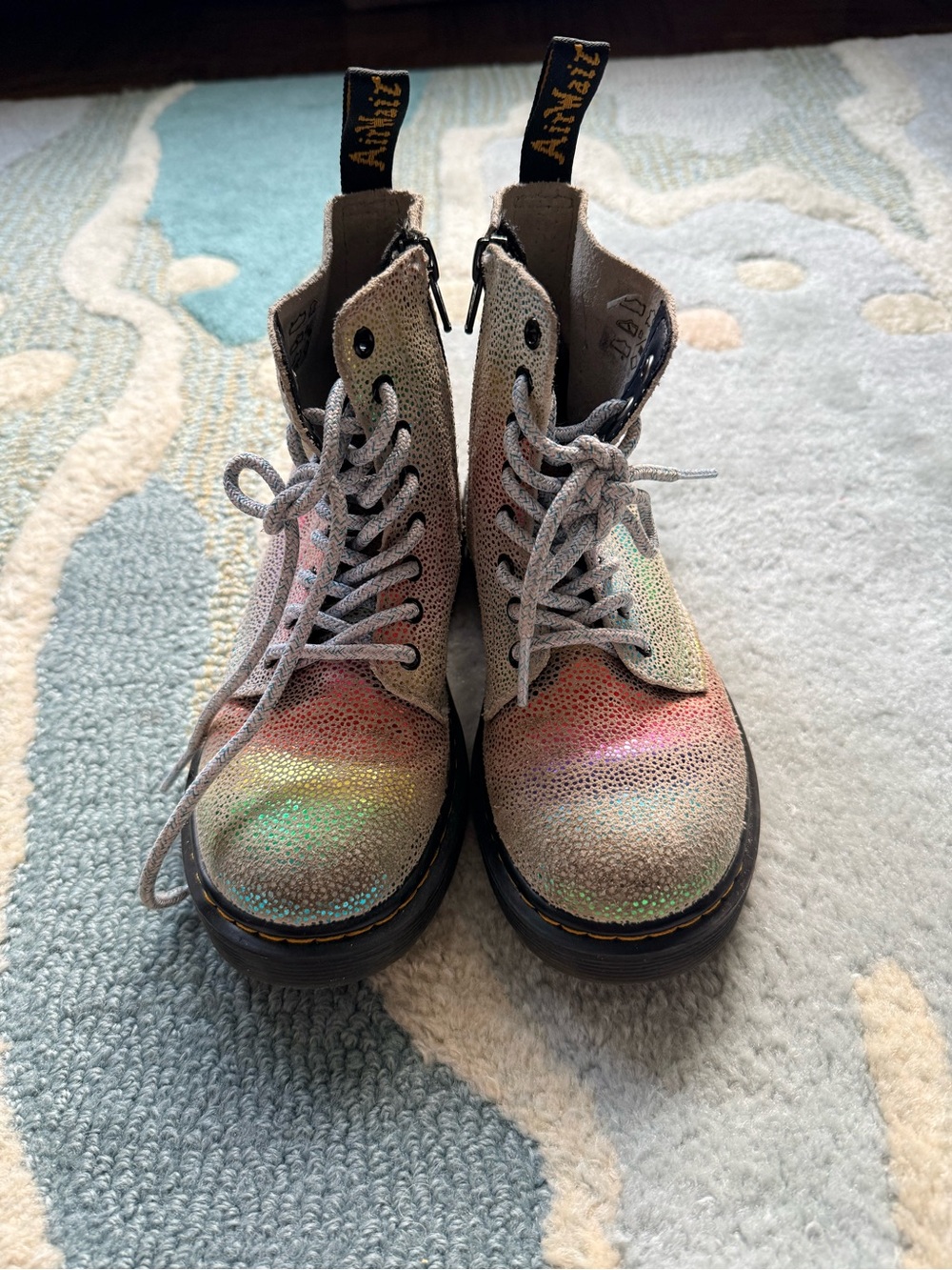 Dr. Martens Kids Iridescent Rainbow Lace-Up Boots